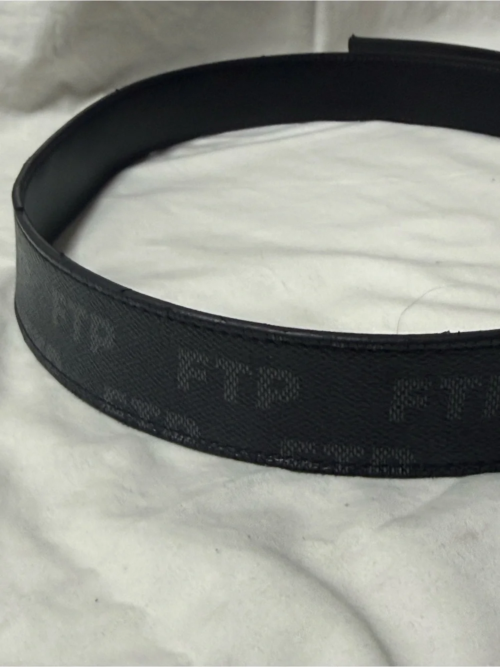 FTP Black Leather Belt with Silver 'F' Buckle